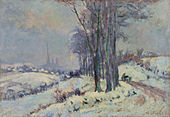 Environs de Rouen sous la neige, oil on canvas, 50 × 60 cm