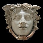 Fig. 16. "Beautiful" gorgoneion, with small head wings and two snakes twined under her chin; the Medusa Rondanini, Munich, Staatliche Antikensammlungen GL 252 (first-second century AD, Roman copy of a Greek original?)[74]