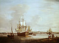 Shipping off Woolwich, Thomas Mellish, 1748, National Maritime Museum. The vessel in the left foreground is a hoy.