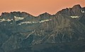Palisade Crest (left), Mount Jepson (middle), Mount Sill (right) at dawn.
