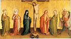 Crucifixion with Saints, 107.5 x 190.3 cm. Alte Pinakothek, Munich