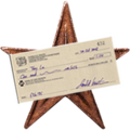The Check's in the Mail Barnstar. First given to Bridge Boy [2], who asked "When do I start getting paid for this?" Introduced by Dennis Bratland on May 13, 2012.