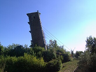 The Leaning Tower. Note the number of steel cables recently added to preserve it.
