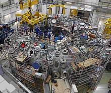 Das letzte der fünf Module des Stellarator Experiments Wendelstein 7-X wurde Ende 2011 eingebaut.
