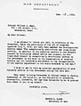 Letter from U.S. War Department to William Mayo for Distinguished Service Medal