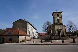 The church, fountain and wash house in Bazegney