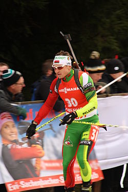 Uladsimir Tschapelin beim Biathlon-Weltcup in Oberhof 2014