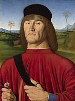 Man with a Pink Carnation, c. 1495 - Oil & egg tempera on poplar; H. 50 cm, W. 39 cm, National Gallery of London