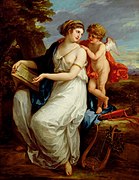 Erato, the Muse of Lyric Poetry with a Putto or Sappho Inspired by Love (date unknown), oil on canvas, 111.8 x: 94 cm., private collection