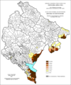 Share of Albanians in Montenegro by settlements 2003