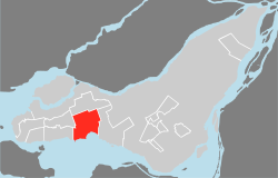 Location of Pointe-Claire on Montreal Island
