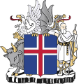 The coat of arms of Iceland is the only Nation to feature 4 supporters. Each supporter represents a protector and intercardinal direction. The bull is the protector of northwestern Iceland. The eagle or griffin is the protector of northeastern Iceland. The dragon is the protector of southeastern Iceland. The rock-giant is the protector of southwestern Iceland.