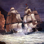 Fight of Romulus against HMS Boyne and HMS Caledonia, by Vincent Courdouan (1848)