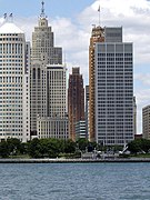 Detroit Financial District viewed from the International Riverfront.