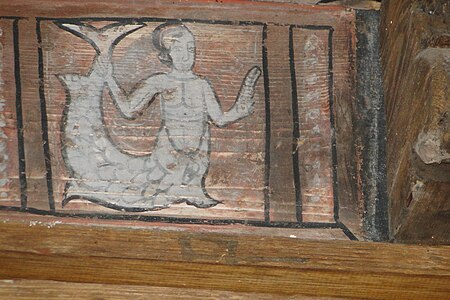 A mermaid painted on the cloister roof (14th c.)