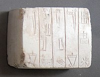 Tablet of Ishtup-Ilum. Obverse: "Ishtup-Ilum Shakkanakku of Mari, son of Ishma-Dagan, Shakkanakku". Reverse (hidden from view): " of Mari, the Temple of the King of the Country he has built". Louvre Museum AO 19823[16]