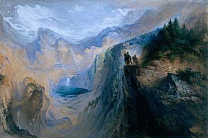 Manfred On The Jungfrau, inspired by Byron's Manfred (1837). Watercolour, gouache and gum arabic, dimensions unknown. Birmingham Museums Trust, Birmingham