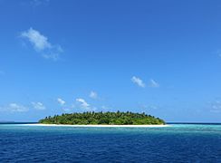 A typical desert island of Baa atoll, with its reef on the first ground.