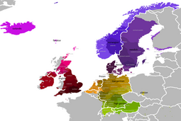 Map of European Germanic languages