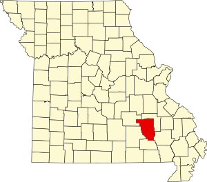 Map of Missouri highlighting Reynolds County