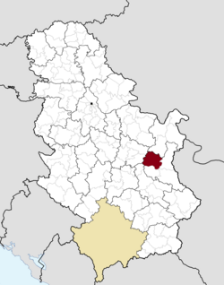 Location of the municipality of Boljevac within Serbia