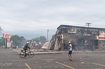 A burned-out Autozone in Minneapolis on May 28
