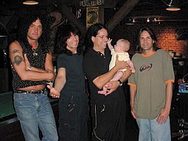 The Metal Health-era lineup of the band in 2002: (L to R) Kevin DuBrow, Rudy Sarzo, Frankie Banali and Carlos Cavazo.