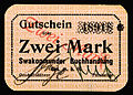 A two mark Swakopmunder Buchhandlung note issued in 1916