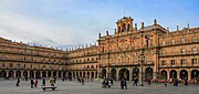 Plaza Mayor, Salamanca (1729–1755), Alberto and Manuel de Lara Churriguera. Andrés Garcia de Quiñones designed the city Hall.