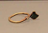 Shajing Culture Turquoise Inlaid Gold Ring