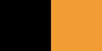 A flag with two equally-sized rectangles and no other symbols; the left half of the flag is black, the right half of the flag is orange
