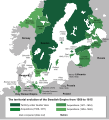 Image 20The Swedish empire at its largest. Most of present-day Finland was part of Sweden proper, rike, shown in dark green. (from History of Finland)