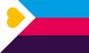 A polyamory pride flag designed by Red Howell. The design was chosen in 2022, selected from four candidates via an online survey conducted by the blog PolyamProud.[201][202]