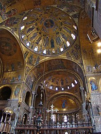 Interior picture of the central dome of St. Mark's Basilica