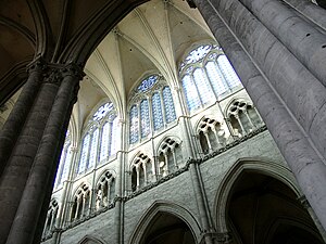 Vaults triforia and upper windows of Amiens Cathedral.