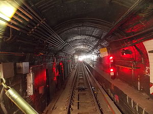 The 7 Subway Extension, as viewed from Times Square Station on November 25, 2013