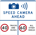 (G6-328-5) Speed Camera Ahead (Speed Limits per Category) (used in New South Wales)