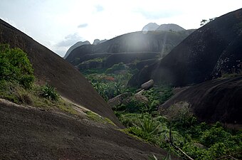 The granite outcrops at Idanre, the tallest geographical feature in the western half of Nigeria