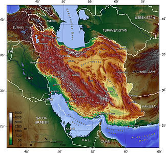 Topografie des Iran mit dem Zagros-Gebirge