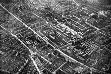B&W photo of Kensington from the air