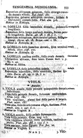 First page of Linnaeus' 1753 description of Viola