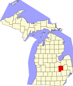 Map of Michigan highlighting Genesee County