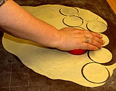 Cutting the dough into circles