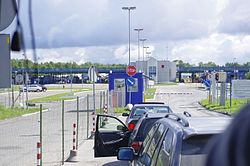 Terehova border checkpoint, view from the Latvian side