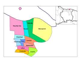 Karte mit den Ressorts vom Distrikt Paramaribo