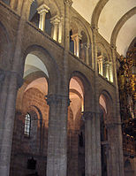 Vault, clerestory and arches of the central nave of the Cathedral of Santiago de Compostela.