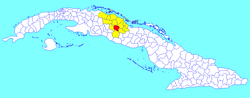 Santa Clara municipality (red) within Villa Clara Province (yellow) and Cuba