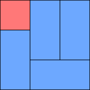 One possible auspicious layout of a 4+1⁄2 mat room   Half mat   Full mat