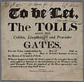 Poster advertising the letting of tolls, 1826.
