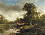 W. Roelofs, Landscape with Trees and Water, c. 1855, oil on wooden panel